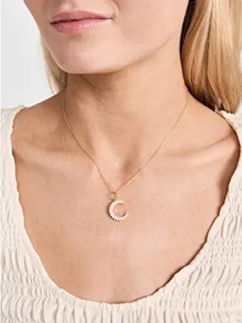 Adina Eden 14k Colored Half Circle Charm 3 Prong Necklace - Picture 3 of 5